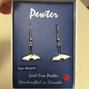 Pewter Whale Tail Earrings